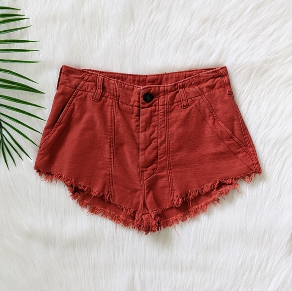 Free People Pants - Rust distressed high waist free people shorts